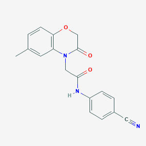 molecular formula C18H15N3O3 B4438956 N-(4-cyanophenyl)-2-(6-methyl-3-oxo-2,3-dihydro-4H-1,4-benzoxazin-4-yl)acetamide 