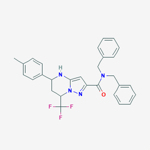 N,N-dibenzyl-5-(4-methylphenyl)-7-(trifluoromethyl)-4,5,6,7-tetrahydropyrazolo[1,5-a]pyrimidine-2-carboxamide