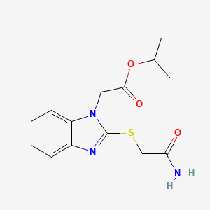molecular formula C14H17N3O3S B4439027 isopropyl {2-[(2-amino-2-oxoethyl)thio]-1H-benzimidazol-1-yl}acetate 