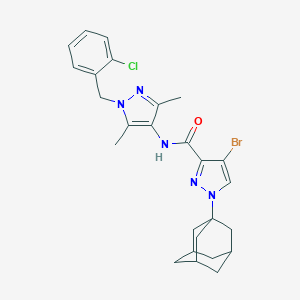 molecular formula C26H29BrClN5O B443904 1-(1-adamantyl)-4-bromo-N-[1-(2-chlorobenzyl)-3,5-dimethyl-1H-pyrazol-4-yl]-1H-pyrazole-3-carboxamide 