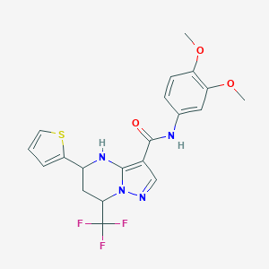 molecular formula C20H19F3N4O3S B443909 N-(3,4-dimethoxyphenyl)-5-(2-thienyl)-7-(trifluoromethyl)-4,5,6,7-tetrahydropyrazolo[1,5-a]pyrimidine-3-carboxamide 