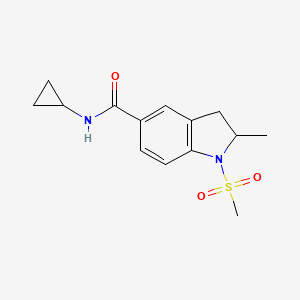 molecular formula C14H18N2O3S B4439143 N-cyclopropyl-2-methyl-1-(methylsulfonyl)-5-indolinecarboxamide 