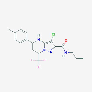 molecular formula C18H20ClF3N4O B443917 3-chloro-5-(4-methylphenyl)-N-propyl-7-(trifluoromethyl)-4,5,6,7-tetrahydropyrazolo[1,5-a]pyrimidine-2-carboxamide 