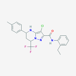 molecular formula C23H22ClF3N4O B443921 3-chloro-N-(2-ethylphenyl)-5-(4-methylphenyl)-7-(trifluoromethyl)-4,5,6,7-tetrahydropyrazolo[1,5-a]pyrimidine-2-carboxamide 