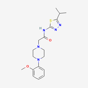 molecular formula C18H25N5O2S B4439224 N-(5-isopropyl-1,3,4-thiadiazol-2-yl)-2-[4-(2-methoxyphenyl)-1-piperazinyl]acetamide 