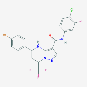 molecular formula C20H14BrClF4N4O B443923 5-(4-bromophenyl)-N-(4-chloro-3-fluorophenyl)-7-(trifluoromethyl)-4,5,6,7-tetrahydropyrazolo[1,5-a]pyrimidine-3-carboxamide 