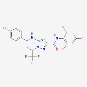molecular formula C20H13BrClF5N4O B443924 N-(2-bromo-4,6-difluorophenyl)-5-(4-chlorophenyl)-7-(trifluoromethyl)-4,5,6,7-tetrahydropyrazolo[1,5-a]pyrimidine-2-carboxamide 