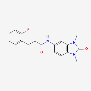 molecular formula C18H18FN3O2 B4439251 N-(1,3-dimethyl-2-oxo-2,3-dihydro-1H-benzimidazol-5-yl)-3-(2-fluorophenyl)propanamide 