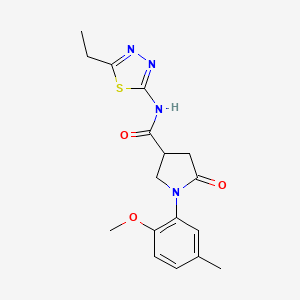 molecular formula C17H20N4O3S B4439293 N-(5-ethyl-1,3,4-thiadiazol-2-yl)-1-(2-methoxy-5-methylphenyl)-5-oxo-3-pyrrolidinecarboxamide 