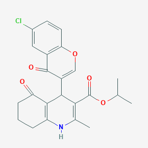 propan-2-yl 4-(6-chloro-4-oxochromen-3-yl)-2-methyl-5-oxo-4,6,7,8-tetrahydro-1H-quinoline-3-carboxylate