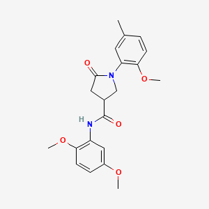 molecular formula C21H24N2O5 B4439302 N-(2,5-dimethoxyphenyl)-1-(2-methoxy-5-methylphenyl)-5-oxo-3-pyrrolidinecarboxamide CAS No. 925890-06-8