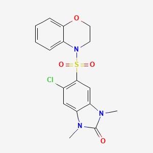 molecular formula C17H16ClN3O4S B4439307 5-chloro-6-(2,3-dihydro-4H-1,4-benzoxazin-4-ylsulfonyl)-1,3-dimethyl-1,3-dihydro-2H-benzimidazol-2-one 