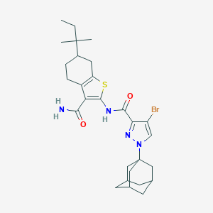 molecular formula C28H37BrN4O2S B443932 1-(1-adamantyl)-N-[3-(aminocarbonyl)-6-tert-pentyl-4,5,6,7-tetrahydro-1-benzothien-2-yl]-4-bromo-1H-pyrazole-3-carboxamide 