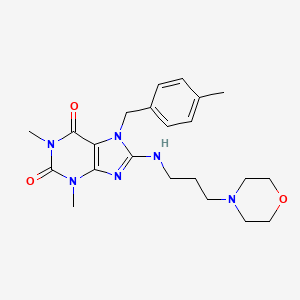 molecular formula C22H30N6O3 B4439357 1,3-dimethyl-7-(4-methylbenzyl)-8-{[3-(4-morpholinyl)propyl]amino}-3,7-dihydro-1H-purine-2,6-dione 