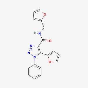 molecular formula C18H14N4O3 B4439395 5-(2-furyl)-N-(2-furylmethyl)-1-phenyl-1H-1,2,3-triazole-4-carboxamide 
