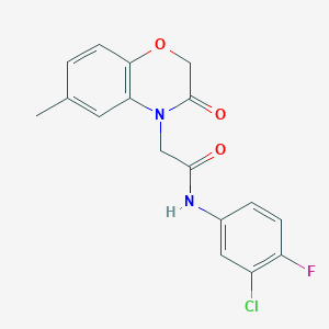molecular formula C17H14ClFN2O3 B4439509 N-(3-chloro-4-fluorophenyl)-2-(6-methyl-3-oxo-2,3-dihydro-4H-1,4-benzoxazin-4-yl)acetamide 