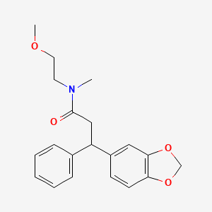 molecular formula C20H23NO4 B4439576 3-(1,3-benzodioxol-5-yl)-N-(2-methoxyethyl)-N-methyl-3-phenylpropanamide 