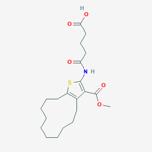 molecular formula C21H31NO5S B443962 5-{[3-(Methoxycarbonyl)-4,5,6,7,8,9,10,11,12,13-decahydrocyclododeca[b]thiophen-2-yl]amino}-5-oxopentanoic acid 