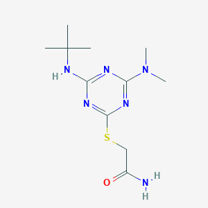 molecular formula C11H20N6OS B4439632 2-{[4-(tert-butylamino)-6-(dimethylamino)-1,3,5-triazin-2-yl]thio}acetamide 