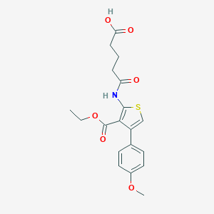 molecular formula C19H21NO6S B443966 5-{[3-(Ethoxycarbonyl)-4-(4-methoxyphenyl)-2-thienyl]amino}-5-oxopentanoic acid 