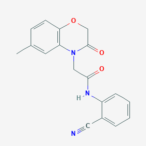 molecular formula C18H15N3O3 B4439675 N-(2-cyanophenyl)-2-(6-methyl-3-oxo-2,3-dihydro-4H-1,4-benzoxazin-4-yl)acetamide 