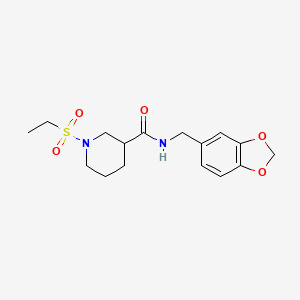 molecular formula C16H22N2O5S B4439695 N-(1,3-benzodioxol-5-ylmethyl)-1-(ethylsulfonyl)-3-piperidinecarboxamide 