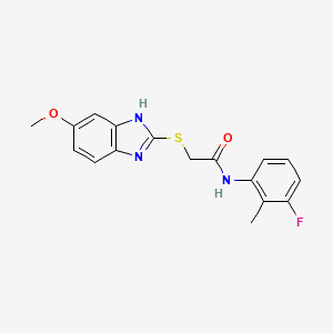 molecular formula C17H16FN3O2S B4439710 N-(3-fluoro-2-methylphenyl)-2-[(5-methoxy-1H-benzimidazol-2-yl)thio]acetamide 