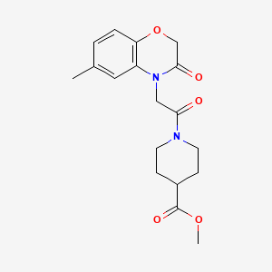 molecular formula C18H22N2O5 B4439782 methyl 1-[(6-methyl-3-oxo-2,3-dihydro-4H-1,4-benzoxazin-4-yl)acetyl]-4-piperidinecarboxylate 