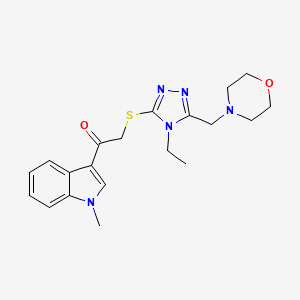 molecular formula C20H25N5O2S B4439805 2-{[4-ethyl-5-(4-morpholinylmethyl)-4H-1,2,4-triazol-3-yl]thio}-1-(1-methyl-1H-indol-3-yl)ethanone 