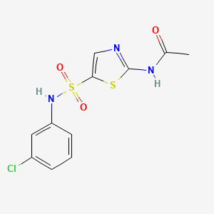 molecular formula C11H10ClN3O3S2 B4439848 N-(5-{[(3-chlorophenyl)amino]sulfonyl}-1,3-thiazol-2-yl)acetamide 
