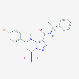 molecular formula C22H20BrF3N4O B443985 5-(4-bromophenyl)-N-(1-phenylethyl)-7-(trifluoromethyl)-4,5,6,7-tetrahydropyrazolo[1,5-a]pyrimidine-3-carboxamide 