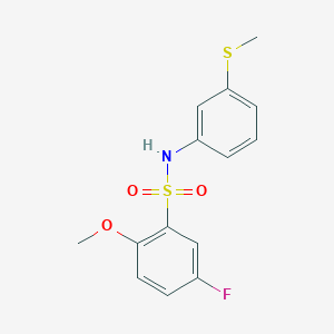 molecular formula C14H14FNO3S2 B4439858 5-fluoro-2-methoxy-N-[3-(methylthio)phenyl]benzenesulfonamide 