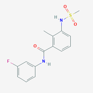 molecular formula C15H15FN2O3S B4439924 N-(3-fluorophenyl)-2-methyl-3-[(methylsulfonyl)amino]benzamide 