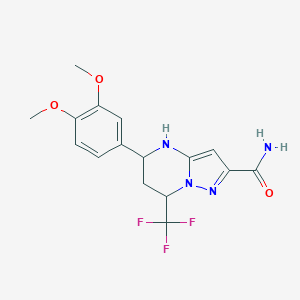 molecular formula C16H17F3N4O3 B444005 5-(3,4-Dimethoxyphenyl)-7-(trifluoromethyl)-4,5,6,7-tetrahydropyrazolo[1,5-a]pyrimidine-2-carboxamide 