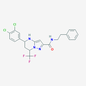 molecular formula C22H19Cl2F3N4O B444007 5-(3,4-dichlorophenyl)-N-(2-phenylethyl)-7-(trifluoromethyl)-4,5,6,7-tetrahydropyrazolo[1,5-a]pyrimidine-2-carboxamide 
