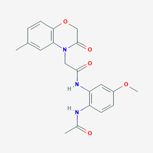 molecular formula C20H21N3O5 B4440086 N-[2-(acetylamino)-5-methoxyphenyl]-2-(6-methyl-3-oxo-2,3-dihydro-4H-1,4-benzoxazin-4-yl)acetamide 
