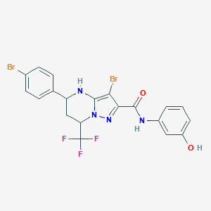 molecular formula C20H15Br2F3N4O2 B444009 3-bromo-5-(4-bromophenyl)-N-(3-hydroxyphenyl)-7-(trifluoromethyl)-4,5,6,7-tetrahydropyrazolo[1,5-a]pyrimidine-2-carboxamide 