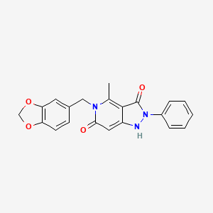molecular formula C21H17N3O4 B4440117 5-(1,3-benzodioxol-5-ylmethyl)-4-methyl-2-phenyl-1H-pyrazolo[4,3-c]pyridine-3,6(2H,5H)-dione 