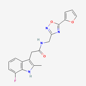 molecular formula C18H15FN4O3 B4440143 2-(7-fluoro-2-methyl-1H-indol-3-yl)-N-{[5-(2-furyl)-1,2,4-oxadiazol-3-yl]methyl}acetamide 