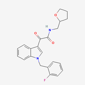 molecular formula C22H21FN2O3 B4440168 2-[1-(2-fluorobenzyl)-1H-indol-3-yl]-2-oxo-N-(tetrahydro-2-furanylmethyl)acetamide 