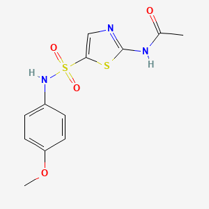 molecular formula C12H13N3O4S2 B4440208 N-(5-{[(4-methoxyphenyl)amino]sulfonyl}-1,3-thiazol-2-yl)acetamide 