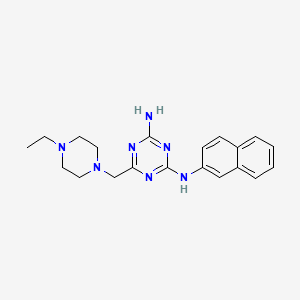 molecular formula C20H25N7 B4440231 6-[(4-ethyl-1-piperazinyl)methyl]-N-2-naphthyl-1,3,5-triazine-2,4-diamine 