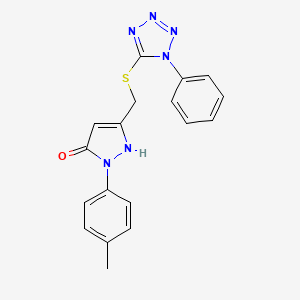 molecular formula C18H16N6OS B4440236 1-(4-methylphenyl)-3-{[(1-phenyl-1H-tetrazol-5-yl)thio]methyl}-1H-pyrazol-5-ol 