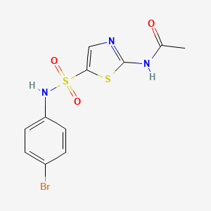 molecular formula C11H10BrN3O3S2 B4440267 N-(5-{[(4-bromophenyl)amino]sulfonyl}-1,3-thiazol-2-yl)acetamide 