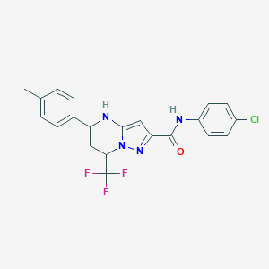 molecular formula C21H18ClF3N4O B444030 N-(4-chlorophenyl)-5-(4-methylphenyl)-7-(trifluoromethyl)-4,5,6,7-tetrahydropyrazolo[1,5-a]pyrimidine-2-carboxamide 