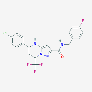 molecular formula C21H17ClF4N4O B444032 5-(4-chlorophenyl)-N-(4-fluorobenzyl)-7-(trifluoromethyl)-4,5,6,7-tetrahydropyrazolo[1,5-a]pyrimidine-2-carboxamide 