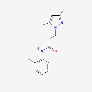 molecular formula C16H21N3O B4440323 N-(2,4-dimethylphenyl)-3-(3,5-dimethyl-1H-pyrazol-1-yl)propanamide 