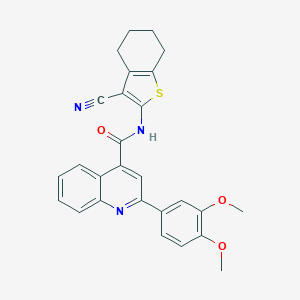 molecular formula C27H23N3O3S B444033 N-(3-cyano-4,5,6,7-tetrahydro-1-benzothien-2-yl)-2-(3,4-dimethoxyphenyl)-4-quinolinecarboxamide 