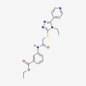 molecular formula C20H21N5O3S B4440349 ethyl 3-[({[4-ethyl-5-(4-pyridinyl)-4H-1,2,4-triazol-3-yl]thio}acetyl)amino]benzoate 