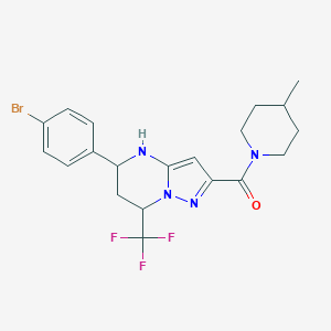 molecular formula C20H22BrF3N4O B444036 5-(4-Bromophenyl)-2-[(4-methyl-1-piperidinyl)carbonyl]-7-(trifluoromethyl)-4,5,6,7-tetrahydropyrazolo[1,5-a]pyrimidine 